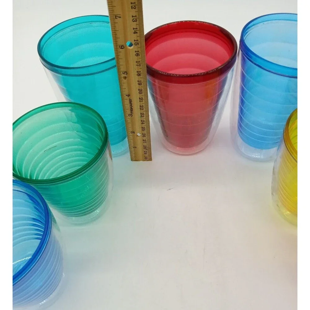 Vintage Connoisserve 7 Multicolor Retro Plastic Double Insulted Tumblers